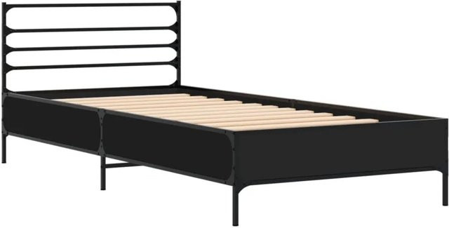 vidaXL Bettgestell aus Metall und Holzwerkstoff in Schwarz, B/T/H: 90 x 190 cm - Bild 1