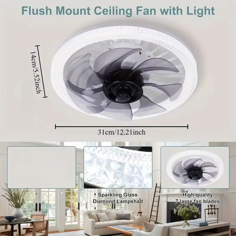 DBF LED-Deckenventilator mit E27-Fassung und Fernbedienung, dimmbar, Weiß - Bild 2