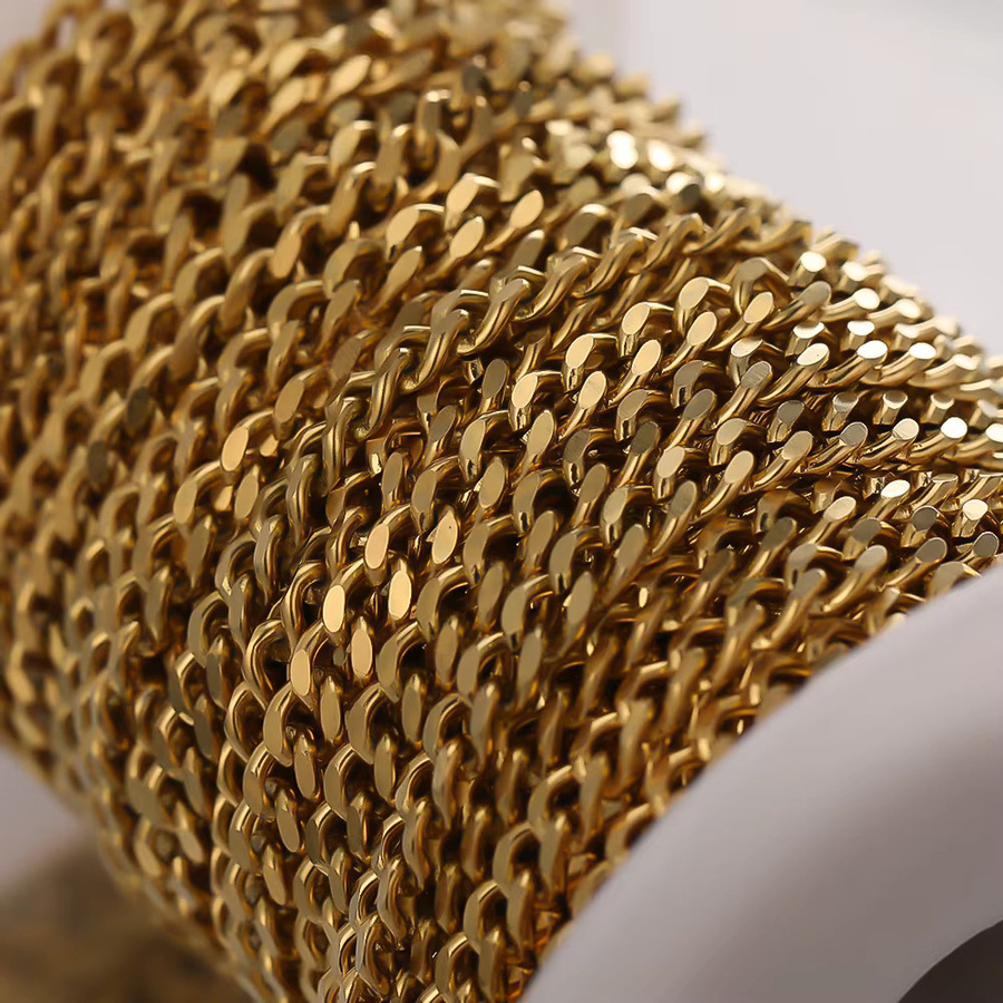 Semitree Halskette Edelstahl, Curb Cuban Link, 1 Meter - Bild 2