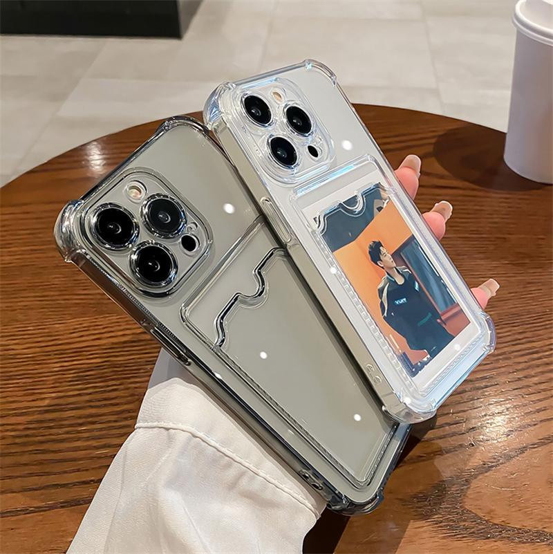 Transparente Handyhülle mit Kartenfach für Xiaomi Redmi Note Serie Pro Plus, stoßfeste Schutzhülle - Bild 2