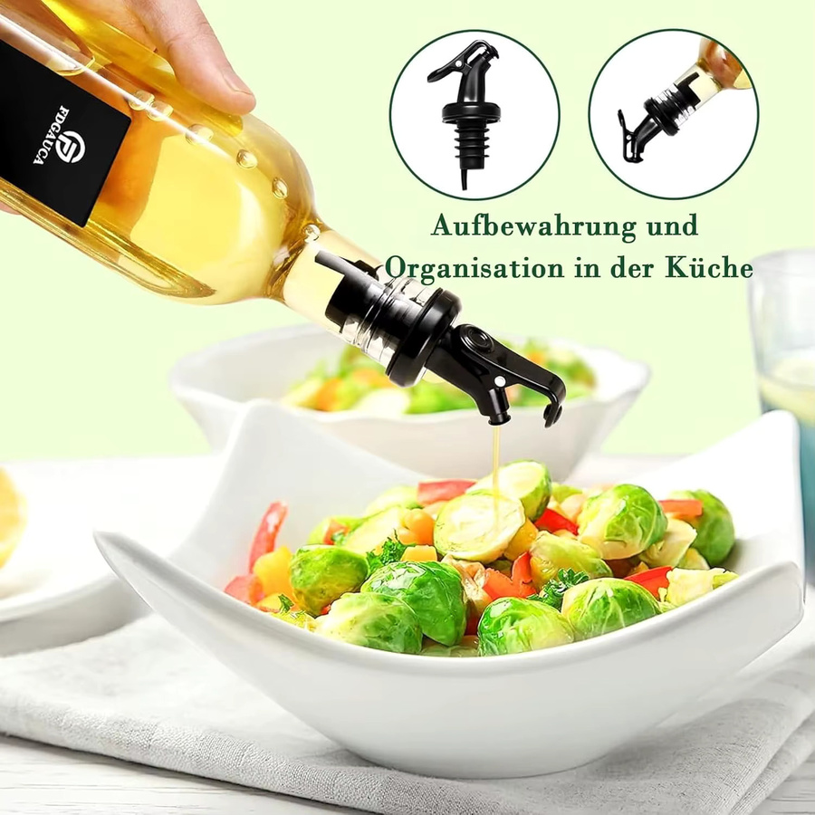 SIAZIH Öl- und Essigspenderflaschen aus Glas mit schwarzen Etiketten, transparent, 250 ml, 6er-Pack - Bild 1