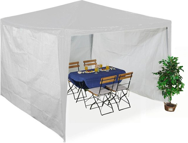 Relaxdays Pavillon Seitenteile 3er Set aus PE/PVC in Weiß mit Klettverschlüssen, Breite: 300 cm, Höhe: 200 cm - Bild 1