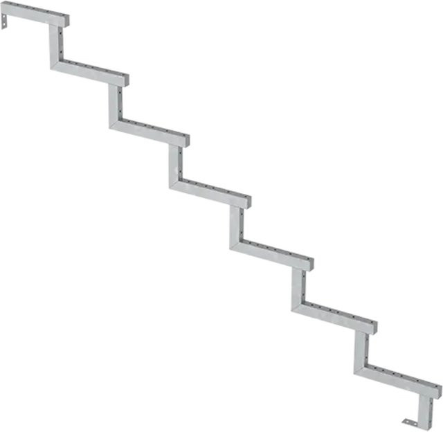 Plus A/S Treppenwange mit 7 Stufen aus feuerverzinktem Stahl in Silber, B/T/H: 178 x 28 cm, Höhe: 119 cm - Bild 1