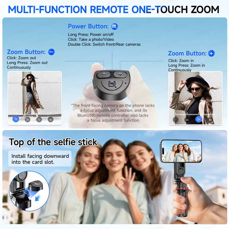 Axnen Multifunktionales Magnetisches Stativ mit kabelloser Fernbedienung und Clip für Android und iPhone, Schwarz - Bild 6