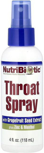 NutriBiotic Halsspray mit Grapefruitkernextrakt, Zink & Menthol, 118 ml - Bild 1