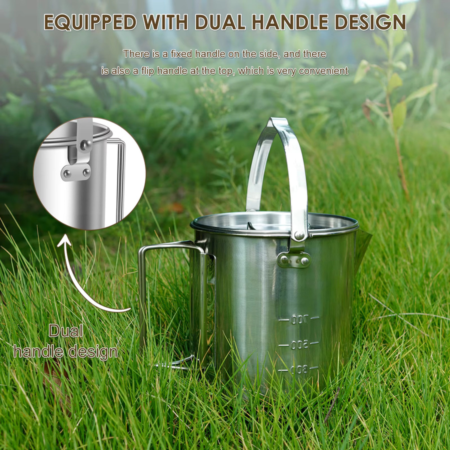 Willstar Camping-Wasserkocher aus Edelstahl in Silber, tragbarer Teekessel mit Deckel für Camping und Picknick, 1,2 l - Bild 3