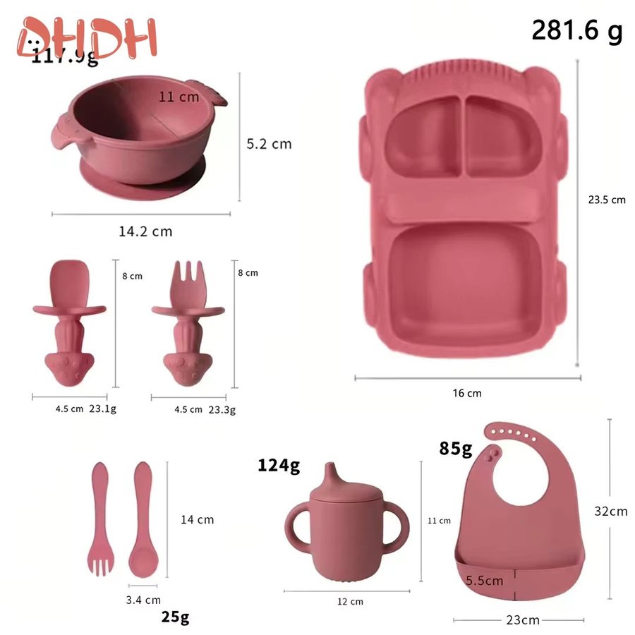 DHDH 8-teiliges Silikon Geschirr Set für Babys mit Saugnapf Schalen zur Beikosthilfe - Bild 2