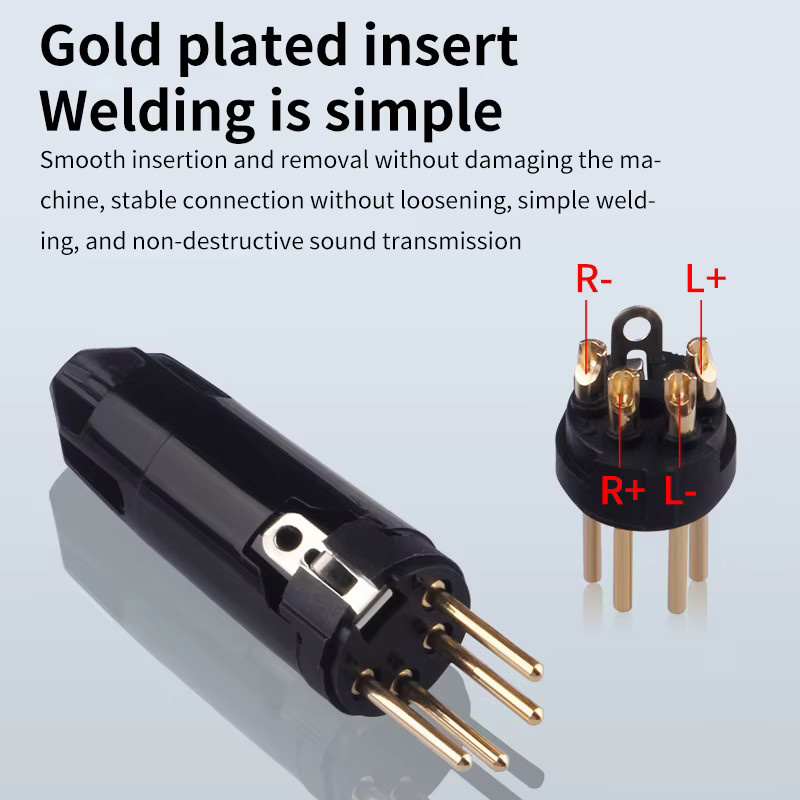 RUZUO 4-Pin XLR Mikrofon Audio Stecker Vergoldet Schwarz Männlich oder Weiblich für Audio Video - Bild 3