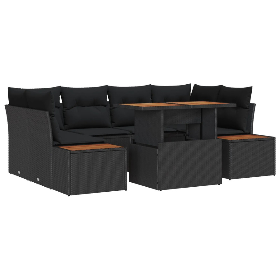 vidaXL Garten-Sofa-Set aus Poly-Rattan in Schwarz mit integriertem Speicher, 7-teilig - Bild 2
