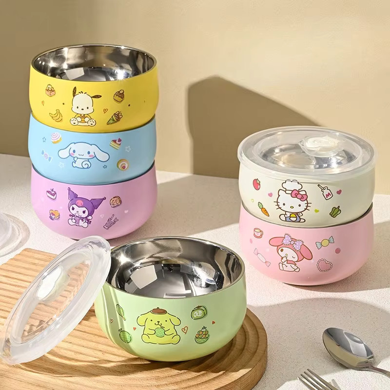 WUHE Sanrio Hello Kitty Kinderschüssel aus 316 Edelstahl mit Deckel, Mehrfarbig - Bild 3