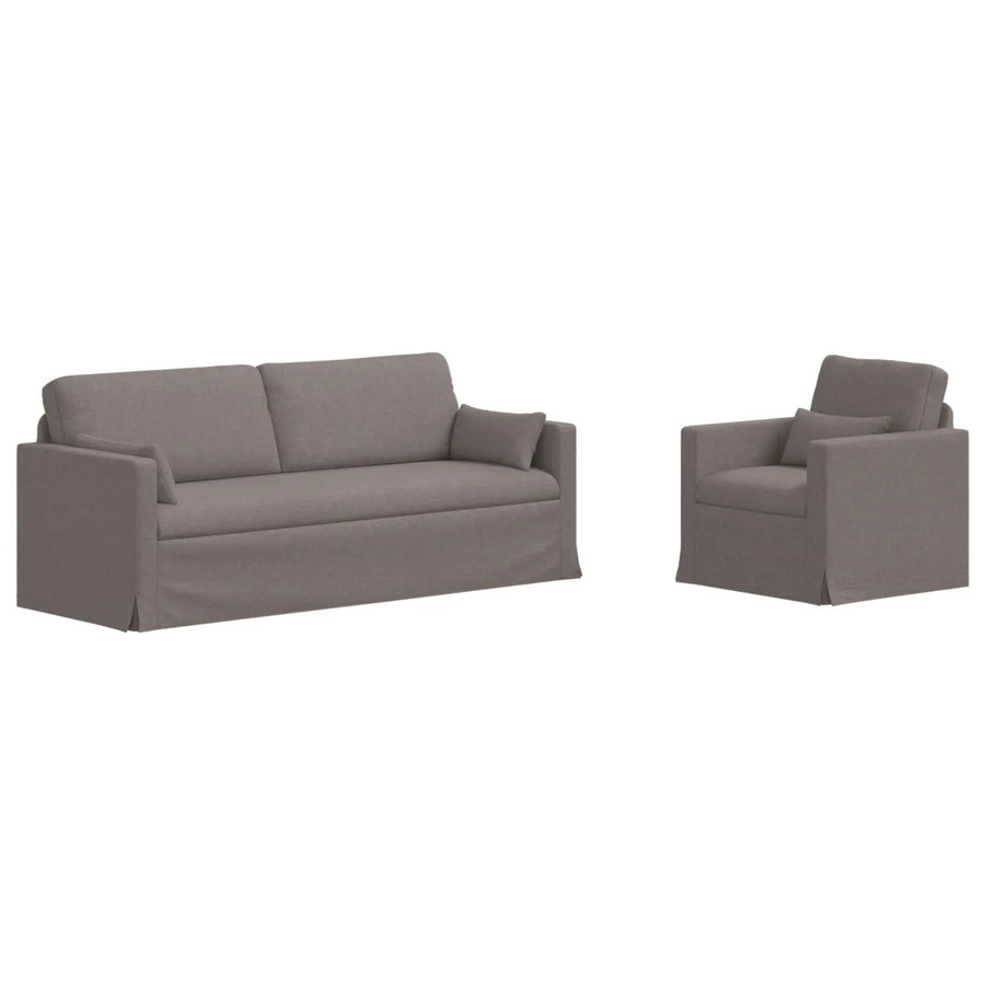 vidaXL Sofa 2-teiliges Polstersofa in Taupe mit Stoffbezug und Metallrahmen B/T/H: 198 x 78 x 80 cm und 78 x 78 x 80 cm - Bild 2