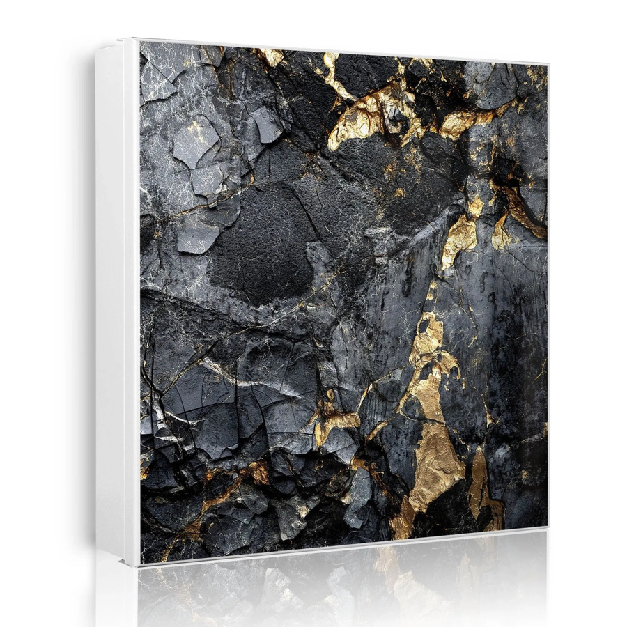 Banjado Schlüsselkasten aus Metall in Weiß mit Marmor-Motiv und Gold, beschreibbar und magnetisch, B/H: 30 x 30 cm, mit 50 Haken und Scharnier rechts - Bild 2
