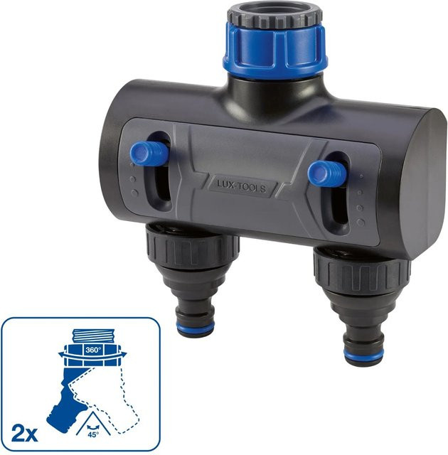 LUX-TOOLS 2-Wege-Verteiler aus Kunststoff mit Quick Coupling G 3/4 auf G 1 - Bild 1