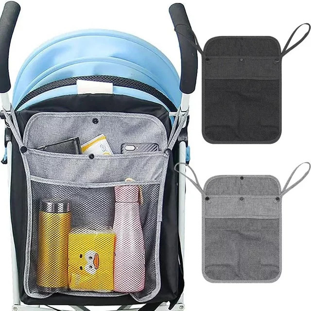 MoShuBe Baby Kinderwagen Organizer in Schwarz mit großen Mesh-Taschen und Doppel-Taschen zur praktischen Aufbewahrung - Bild 1