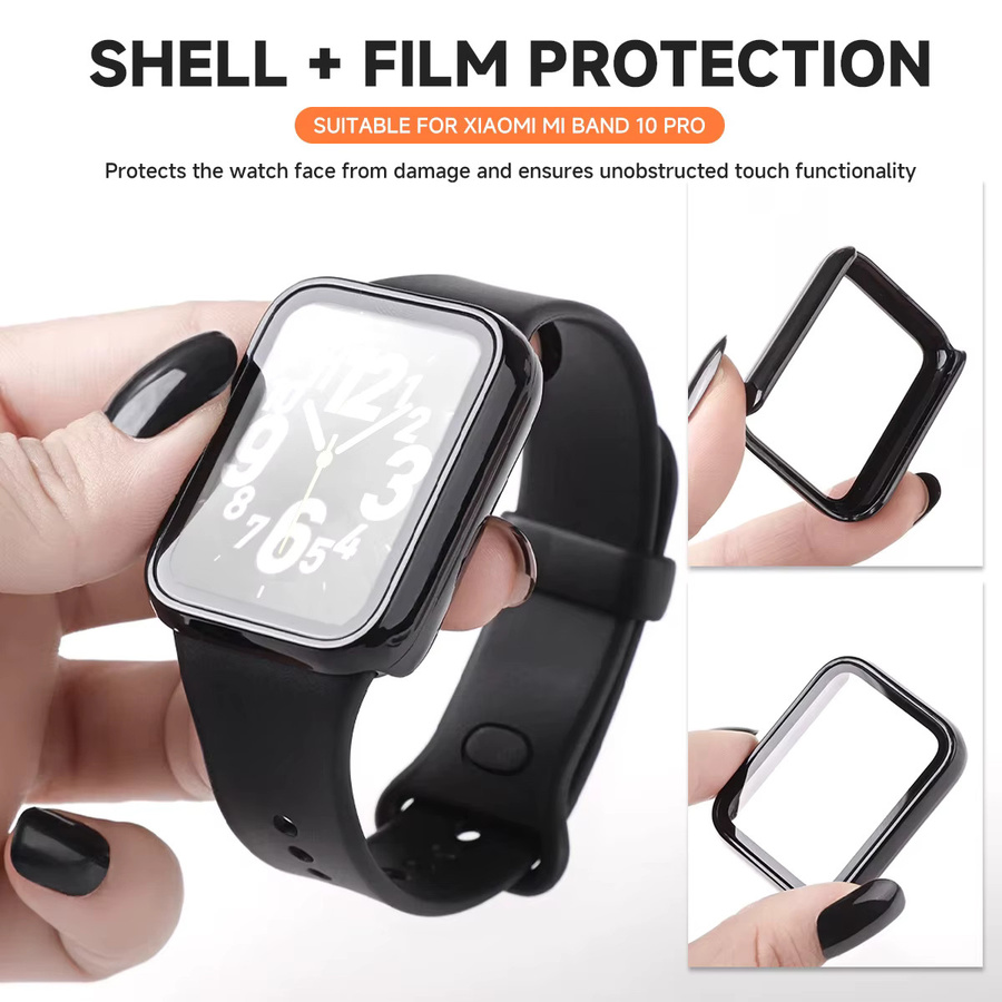 CAOWTAN Displayschutzfolie und Hülle für Xiaomi Miband 10Pro, Keramik, Schwarz - Bild 3