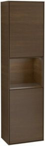 V&B Hochschrank Finion Badmöbel mit LED-Beleuchtung und Glastüren in Walnuss, B/H: 41,8 x 151,6 cm - Bild 1