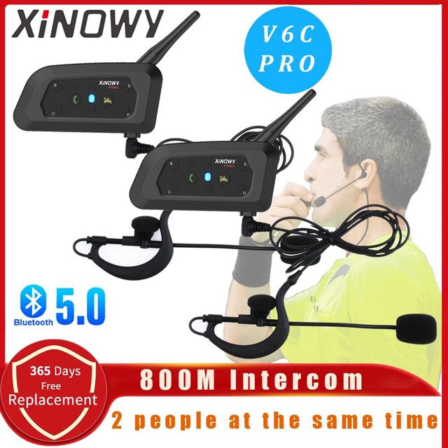 XiNOWy V6C PRO Bluetooth Vollduplex Intercom Headset für Schiedsrichter in Schwarz - Bild 1