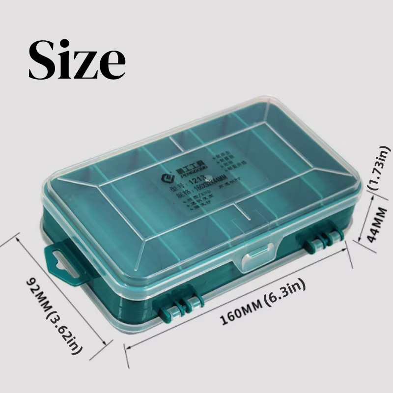 FNICEL Werkzeugkasten aus transparentem Kunststoff mit blauem Akzent, Aufbewahrungskoffer für Hardware und elektronische Komponenten, B/T/H: 16,0 x 9,2 x 4,4 cm - Bild 2