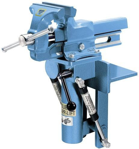 Brockhaus Heuer Schraubstockfuß 106120 mit Klapp-Lift für Parallelschraubstock, Backenbreite: 120 mm, Farbe: Blau - Bild 2