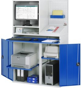 Rau Computer-Schrank 67T mit Monitorgehäuse und abschließbaren Türen, B/T/H: 1100 x 520 x 1770 cm - Bild 1