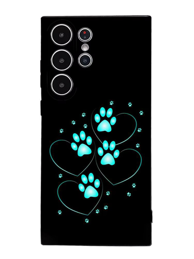 Samsung Galaxy S25 S24 S23 S22 S21 S20 Ultra Plus Handyhülle mit Hund Pfotenabdruck in Schwarz Frosted Soft Cover - Bild 7