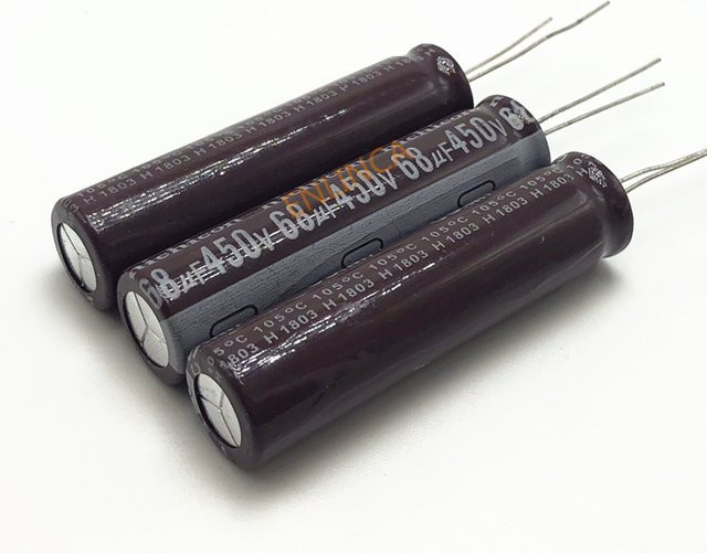 ENLINCA 12er Set Radial Aluminium-Elektrolytkondensator 68µF 450V Schwarz B/D/H: 13 x 5 mm - Bild 1