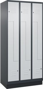 C+P Z-Spind Classic PLUS mit 6 Fächern und Sockel, Farbe: Anthrazitgrau/Lichtgrau/Schwarzgrau, H x B x T: 195 x 90 x 50 cm, mit Zylinderschloss - Bild 1