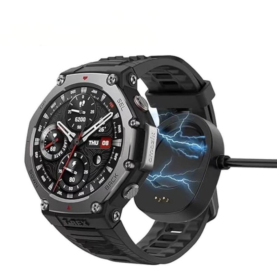 Magnetisches USB-Ladegerät für Amazfit T-Rex 3 und Balance Smartwatch, Ladestation Dock-Ständer mit USB-A und USB-C, Schwarz - Bild 4