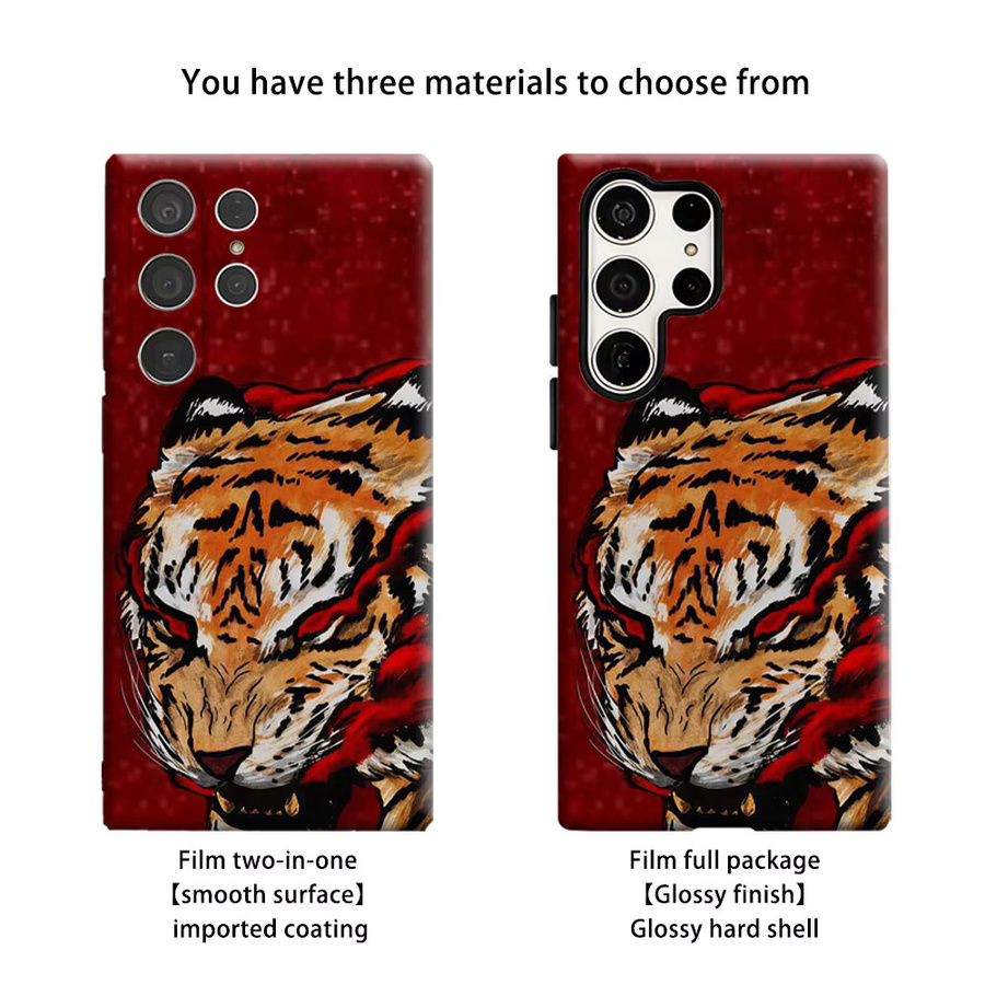 Aurbe Handyhülle für Samsung Galaxy S26 S25 S24 S23 Ultra Plus mit HD Hard Red Tiger Fury Doppelschicht-Schutz in Rot - Bild 2