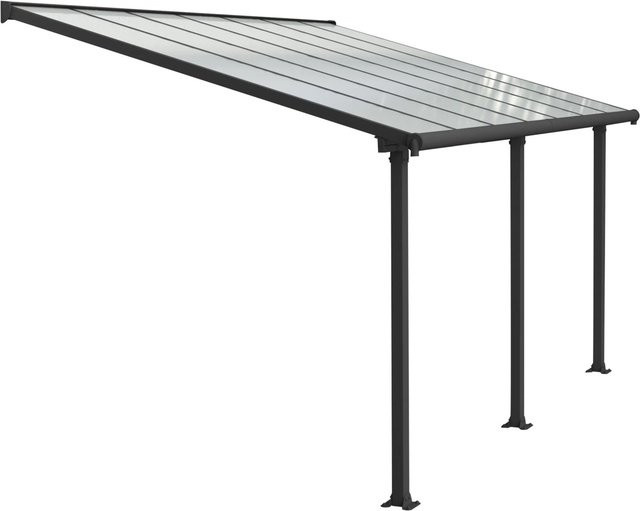 Palram - Canopia Olympia Terrassenüberdachung aus Polycarbonat in Anthrazit und Transparent, B: 300 cm, L: 980 cm - Bild 1