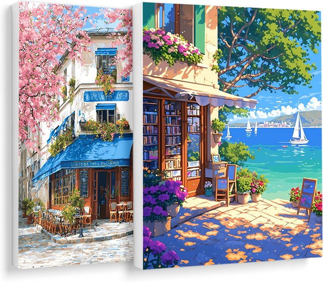 RUOPOTY Malen nach Zahlen Set Landschaft Leinwand Kunstmalerei DIY Dekoration - Bild 1