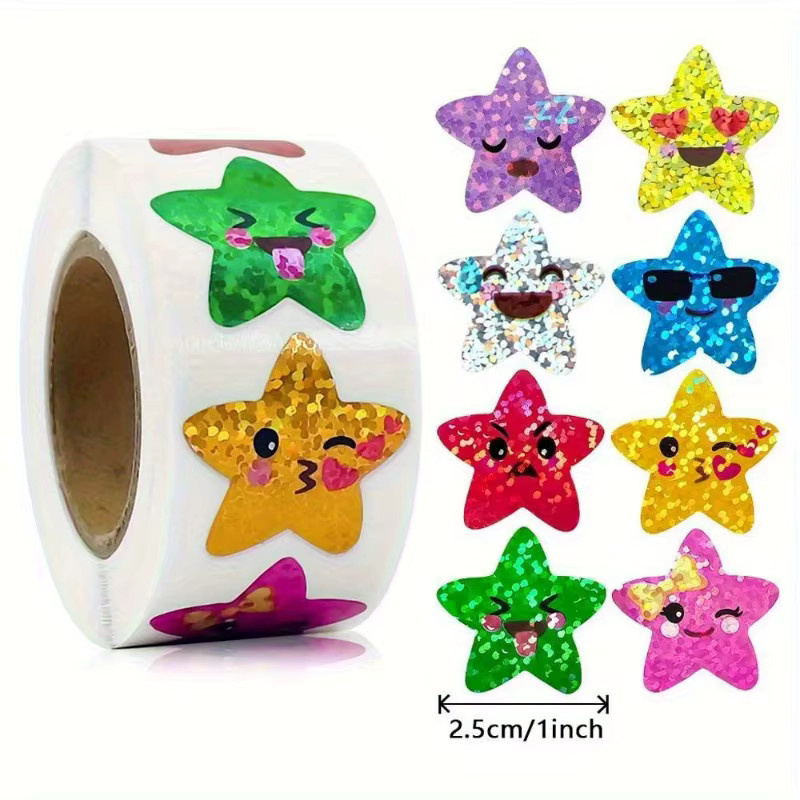 2 Rollen glitzernde Sternaufkleber in Multicolor mit 1000 Stück für Scrapbooking und Partygeschenke - Bild 3