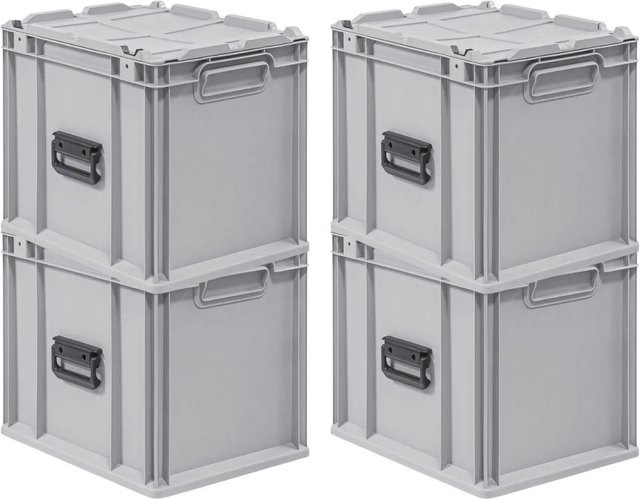 PROREGAL Spar Set 4x Eurobox Nextgen Portable Transportbehälter Grau, H x B x T: 33,5 x 40 x 30 cm, 30 Liter - Bild 1
