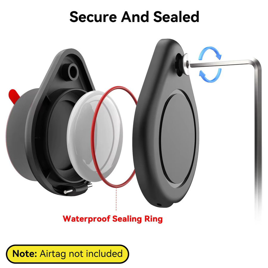 Apple AirTag Halterung, wasserdichte Tracker-Hülle in Schwarz für Auto, Laptop und Kamera - Bild 3