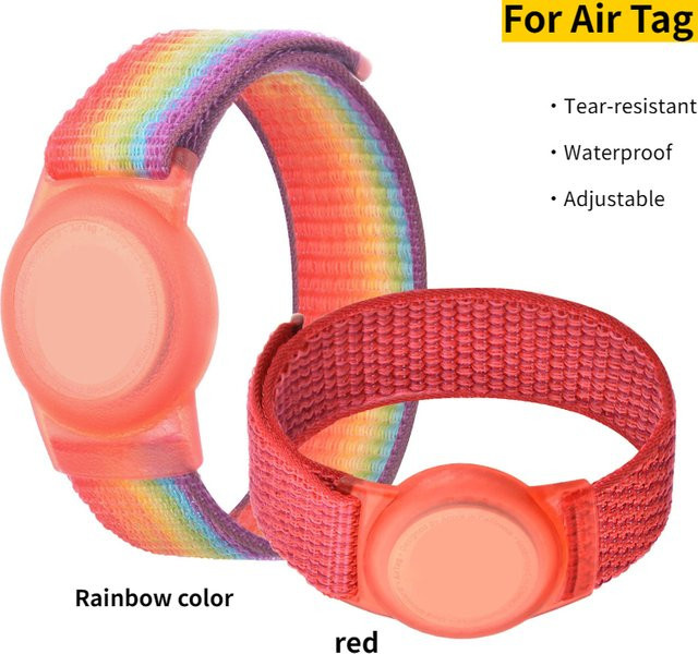 Verstellbares Nylon-Armband für Kinder als Anti-Verlust-Schutzarmband kompatibel mit Apple AirTag in Weiß und Multicolour - Bild 1