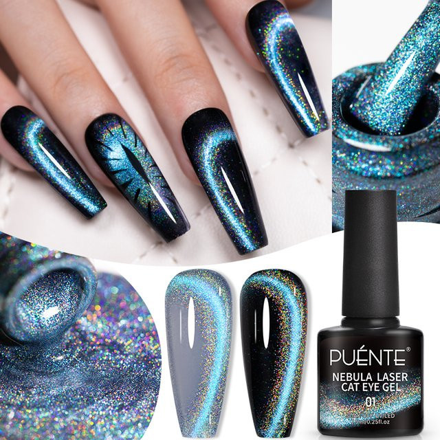 PUENTE Magnetgel-Nagellack, Blauer Laser, 7,5 ml, Schimmernd - Bild 1