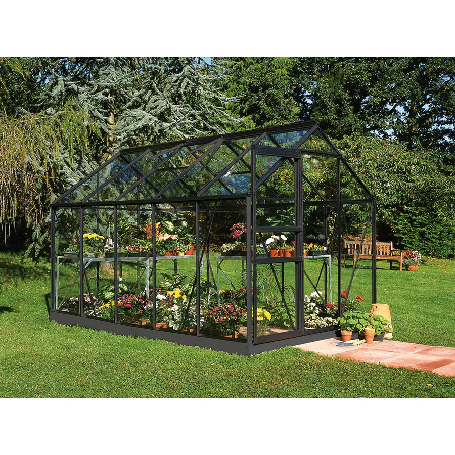 Halls Gewächshaus Popular 106 Schwarz mit Sicherheitsglas und Fundamentrahmen, 6,2 m² - Bild 2