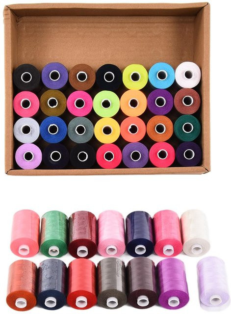 GoolRC Nähgarn-Set aus Polyester mit 42 Farben in Multicolour und Schwarz, 1000 Yards für Haushalt und DIY-Stickarbeiten - Bild 1