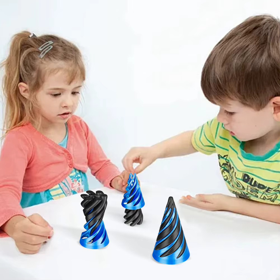 APWIKOGER 3D-gedrucktes Spiral-Kegel-Spielzeug mit unmöglicher Pyramiden-Illusion in Rot und Schwarz - Bild 4