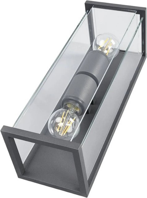 Lucande Wandleuchte Außen Annalea 9616110, moderne 2-flammige Außenleuchte aus Aluminium und Glas in Schwarz, IP54, E27, H: 40,0 cm, B: 16,0 cm, T: 14,0 cm - Bild 1