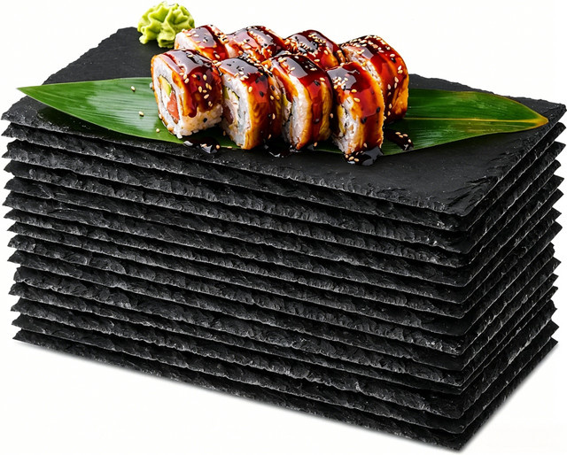 Dofiki Set aus Schieferplatten aus Naturstein, Schwarz, B: 20 cm, H: 10 cm, T: 10 cm - Bild 1