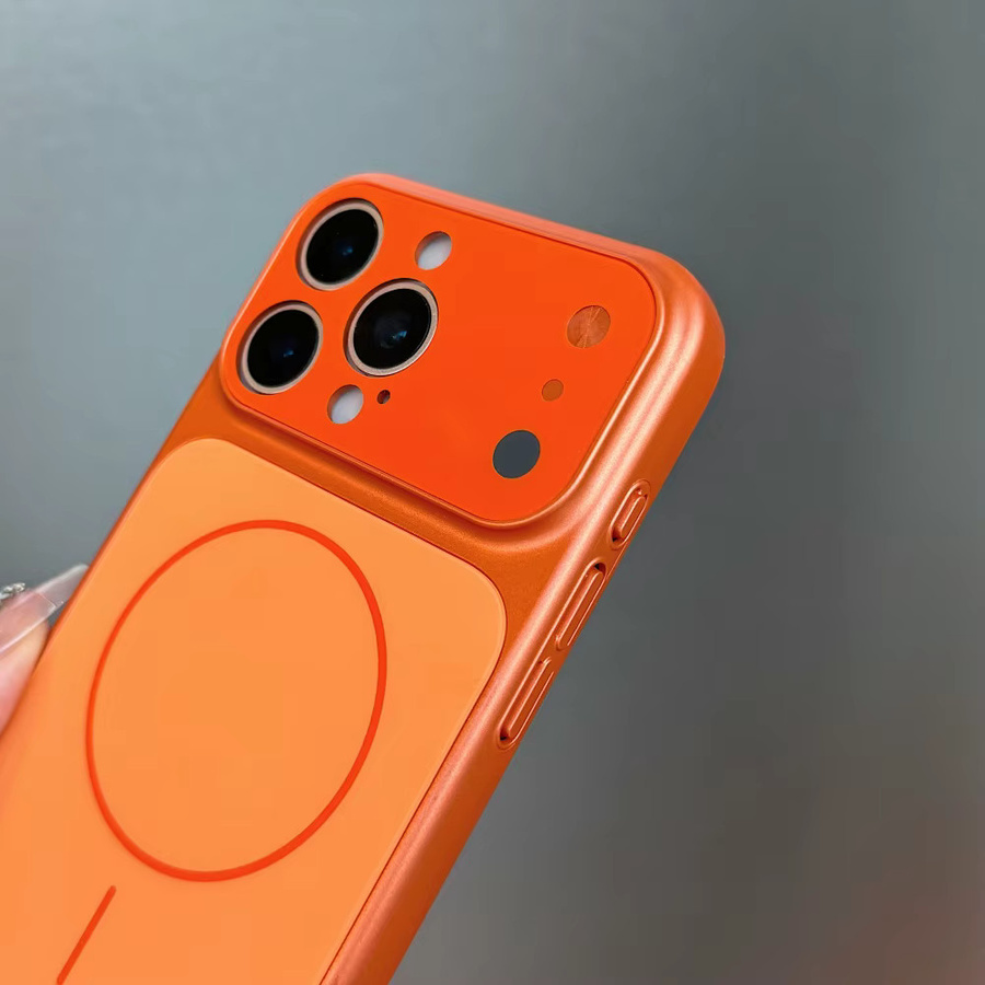 Magnetische Nano Glas Schutzhülle für iPhone 17 Air 16 15 14 13 Pro Max mit MagSafe Unterstützung in Gold und Orange - Bild 3