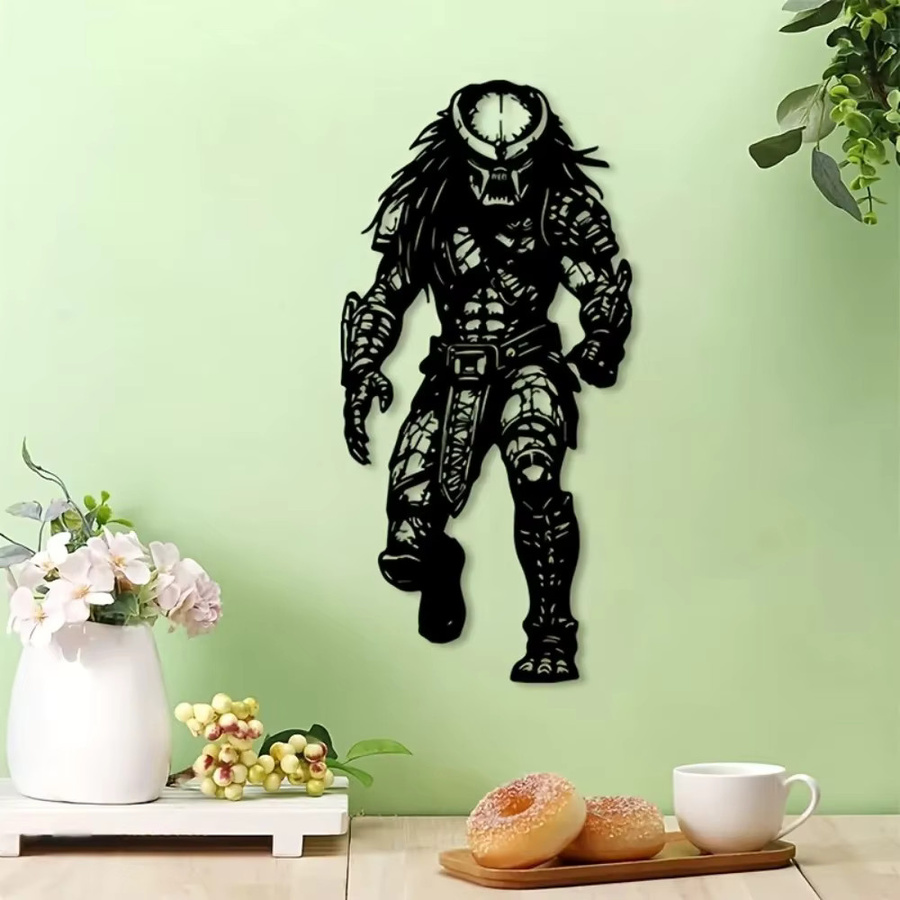CIFBUY Sci-Fi Alien vs. Predator Metall-Wandkunst Skulptur in Schwarz - Bild 2
