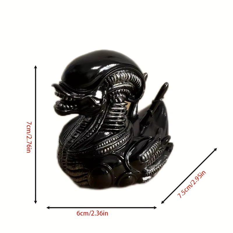 Alien-Ente Harzstatue als böses Ornament in Schwarz für das Auto-Armaturenbrett oder den Schreibtisch - Bild 3