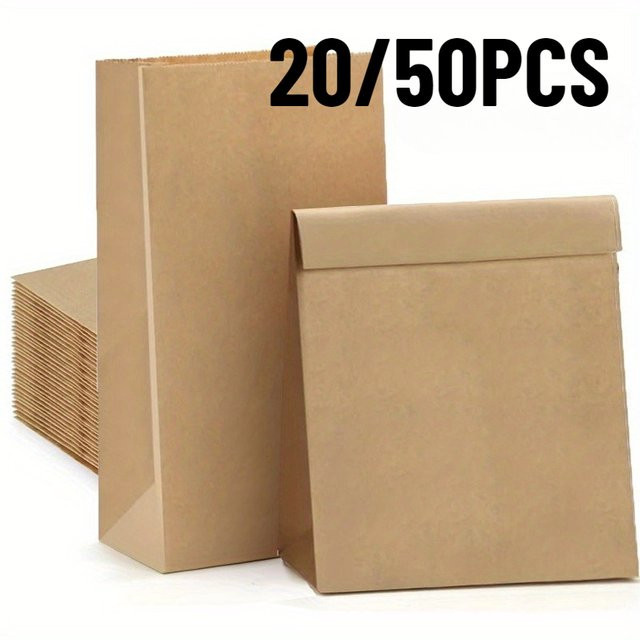 Braune Kraftpapiertüten mit flachem Mund zum Verpacken von Brot, Keksen oder Früchten für Hochzeiten, Geburtstage und Partys - Bild 1