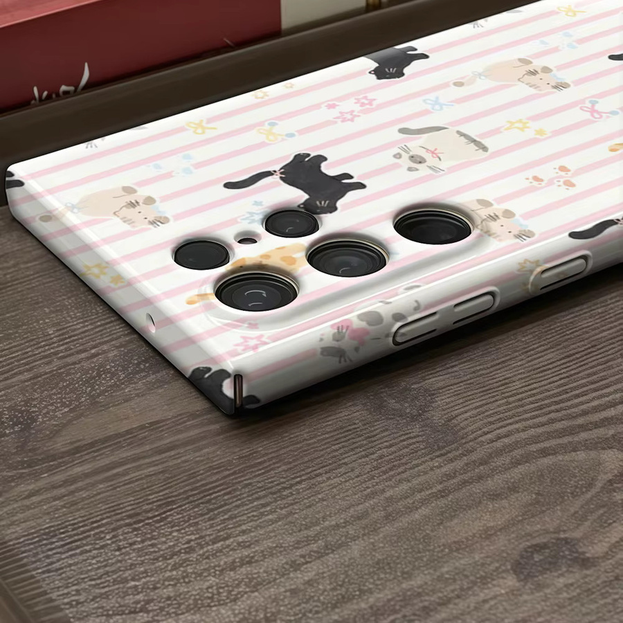 Glänzende Handyhülle mit Katzenstreifen-Design in Pastellfarben für Samsung Galaxy S25 Ultra, S24 und S23 Ultra Plus mit doppellagiger Rückseite - Bild 3