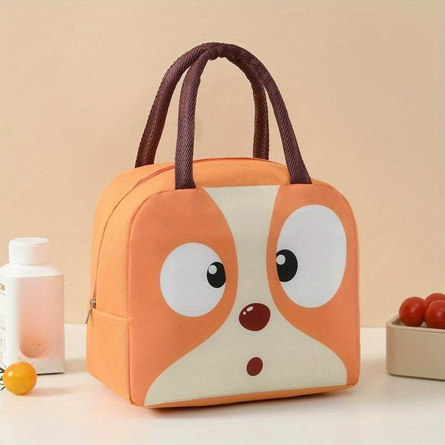 NATAWA Thermo-Lunchtasche mit Cartoon-Tier-Motiv in Gelb und Orange, isolierte Lunchbox aus Stoff - Bild 1