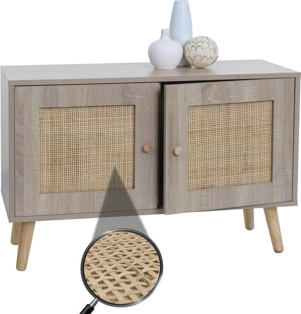 MCW Kommode M40 in Braun mit Kubu Rattan und Melamin - Bild 1