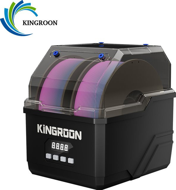 KINGROON Filament-Trockner KR02 Trockenbox für 3D-Drucker mit 360° Heißluft-Heizung und Doppelspulen-Halterung, Schwarz - Bild 1