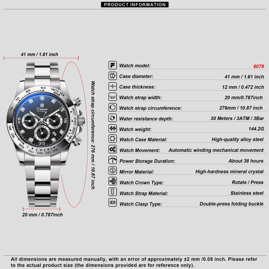 Dulunwe Armbanduhr Edelstahl, Analoguhr, Blau, Herren - Bild 5